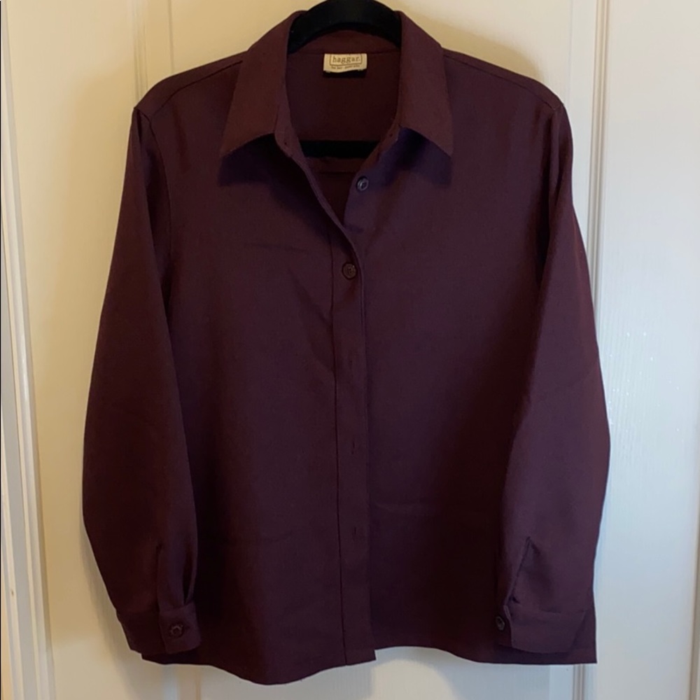 Haggar For Her Purple Button Blouse -Size 12